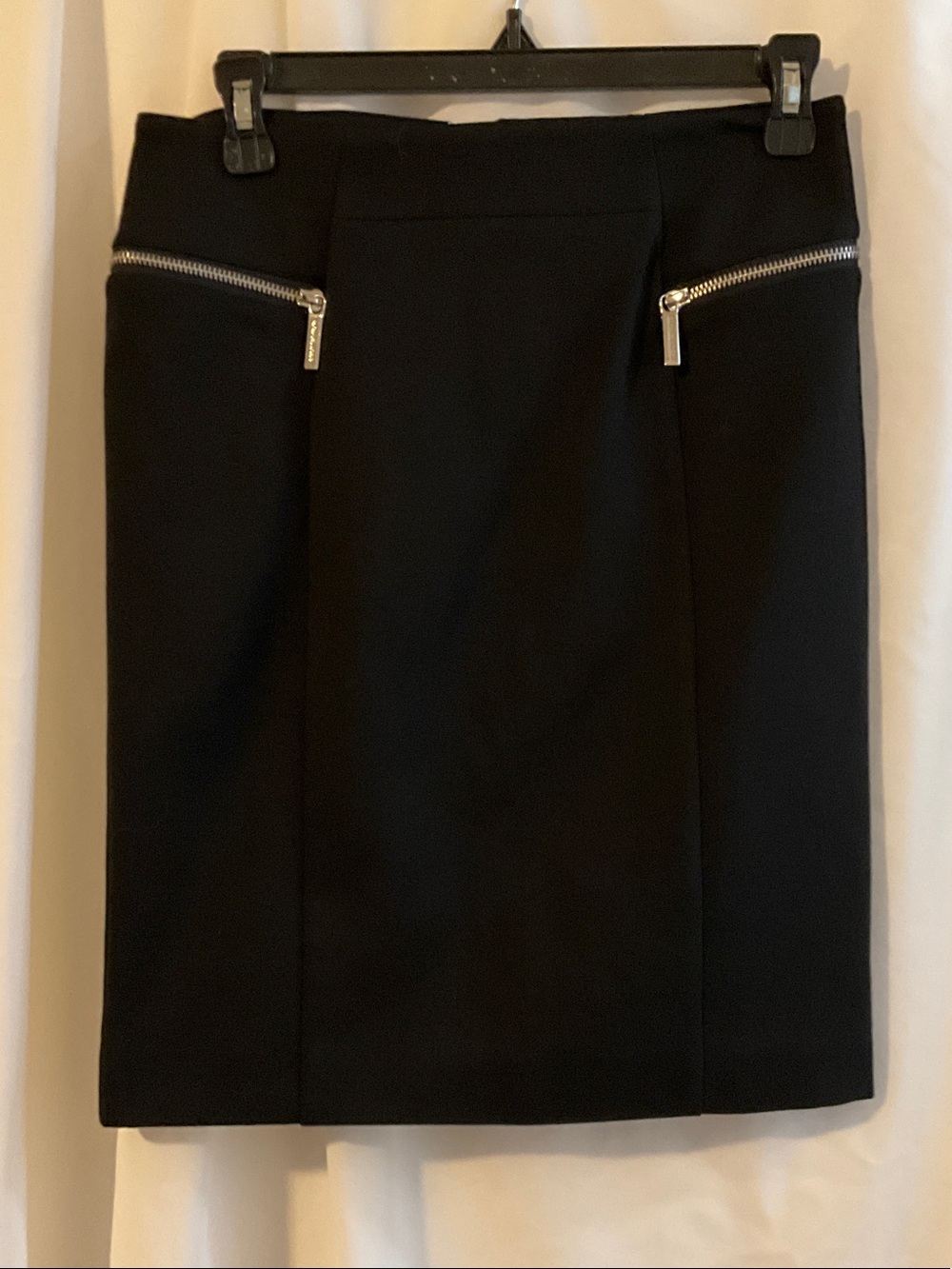MICHAEL Michael Kors Black Pencil Skirt with Silver Zip Details
